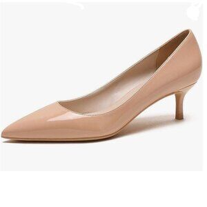 YDN Nude Kitten Heel Pumps Pointed Toe Dress Shoes for Office Lady